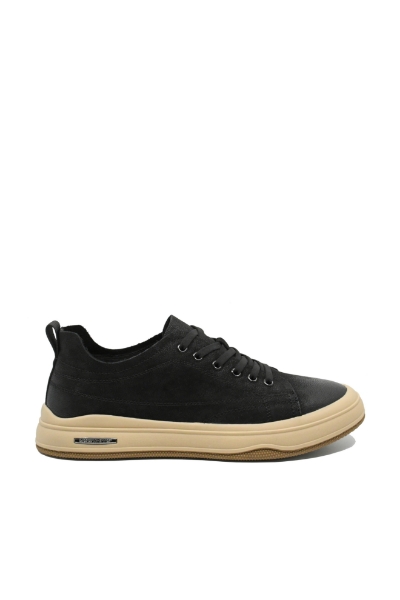 Imagine Pantofi casual confortabili negru patinat din piele întoarsă FNX10573