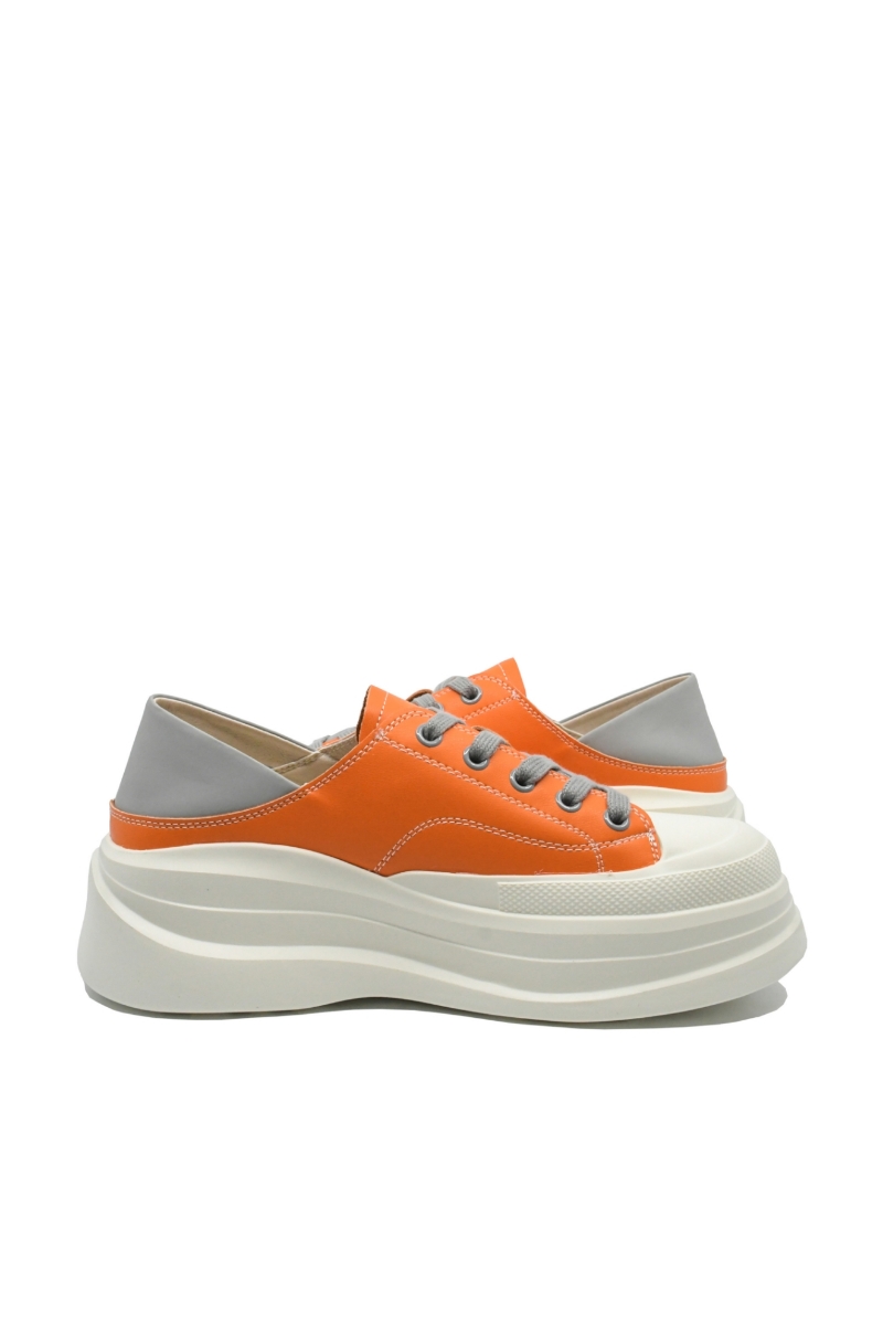 Imagine Teniși voluminoși orange din piele naturală FNX2817