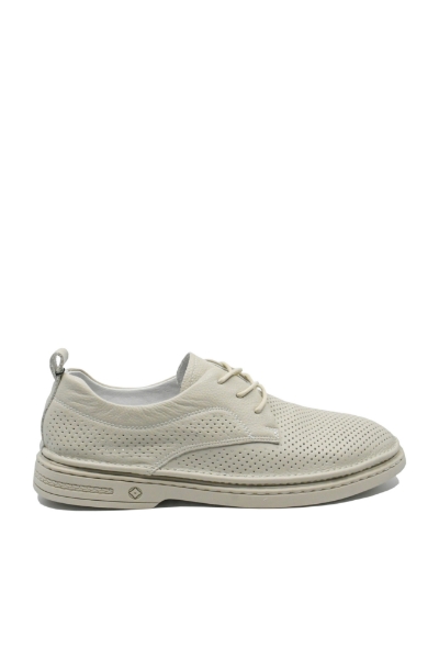 Imagine Pantofi comozi albi din piele naturală cu perforații OTR60003