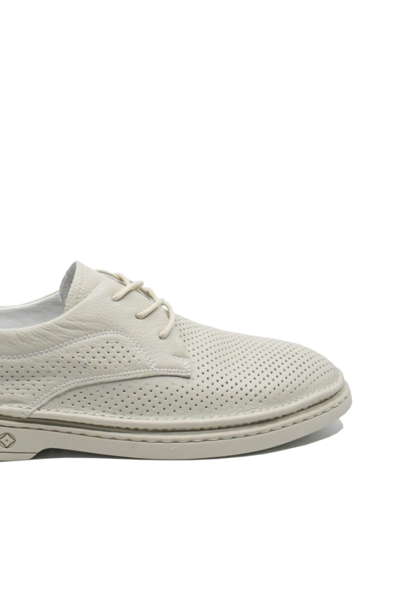 Imagine Pantofi comozi albi din piele naturală cu perforații OTR60003