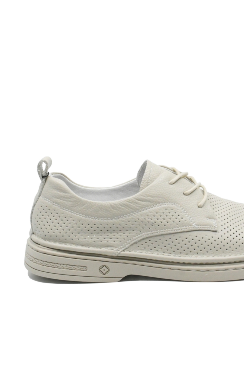 Imagine Pantofi comozi albi din piele naturală cu perforații OTR60003