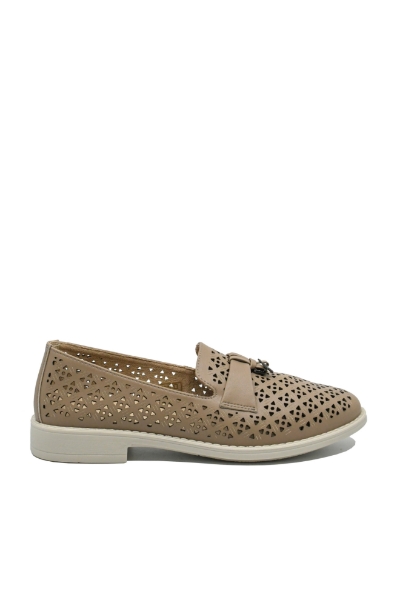 Imagine Pantofi casual apricot din piele naturală cu perforații OTR60019