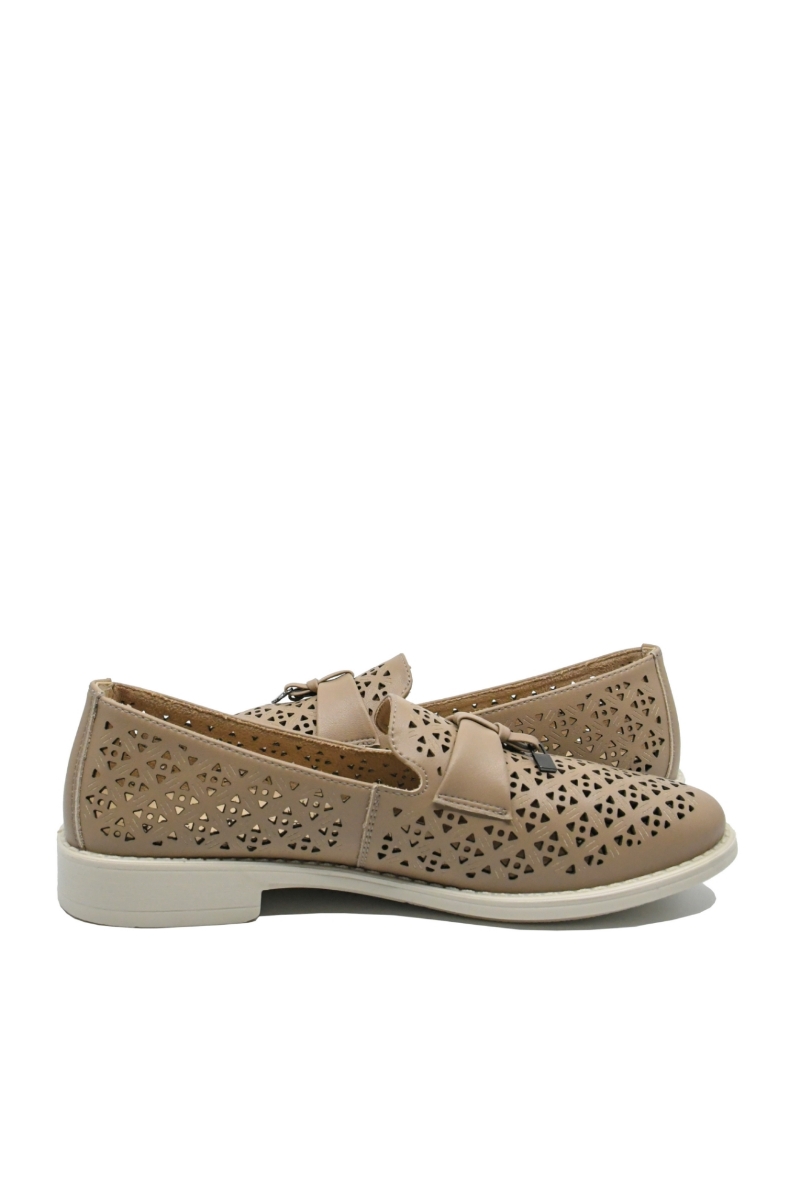 Imagine Pantofi casual apricot din piele naturală cu perforații OTR60019
