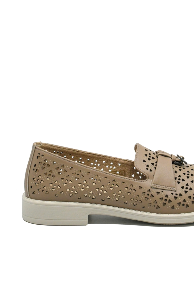 Imagine Pantofi casual apricot din piele naturală cu perforații OTR60019