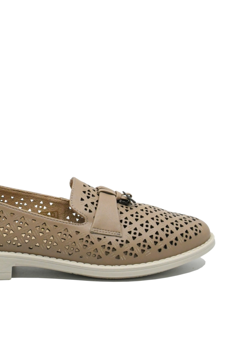 Imagine Pantofi casual apricot din piele naturală cu perforații OTR60019