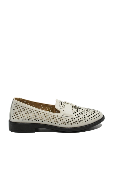 Imagine Pantofi casual bej din piele naturală cu perforații OTR60019