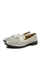 Imagine Pantofi casual bej din piele naturală cu perforații OTR60019