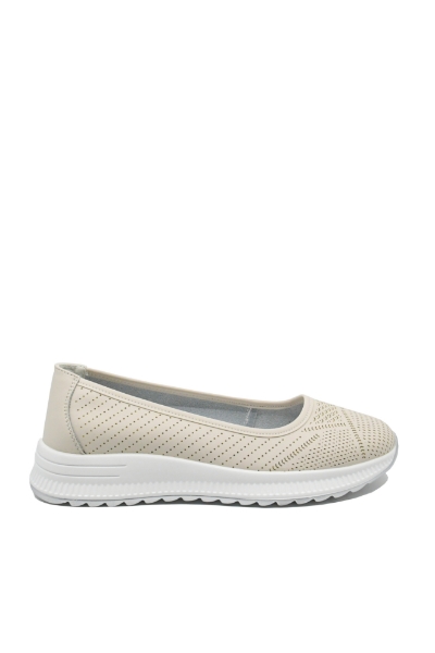 Imagine Pantofi casual damă bej apricot din piele naturală cu model FNX98821