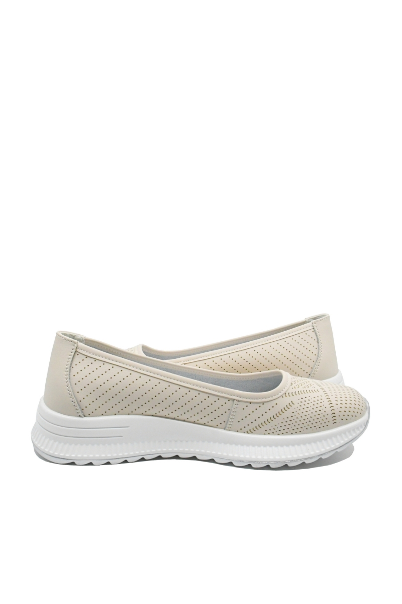 Imagine Pantofi casual damă bej apricot din piele naturală cu model FNX98821