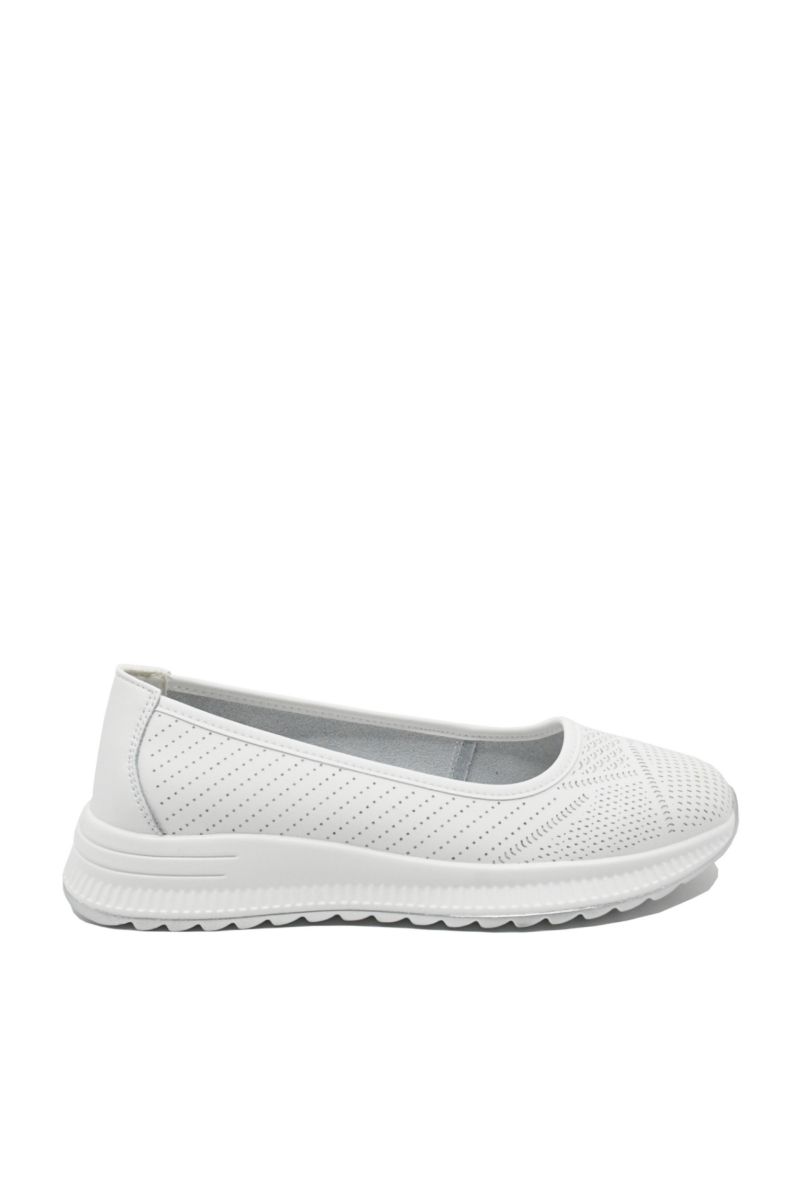 Imagine Pantofi casual damă albi din piele naturală cu model FNX98821