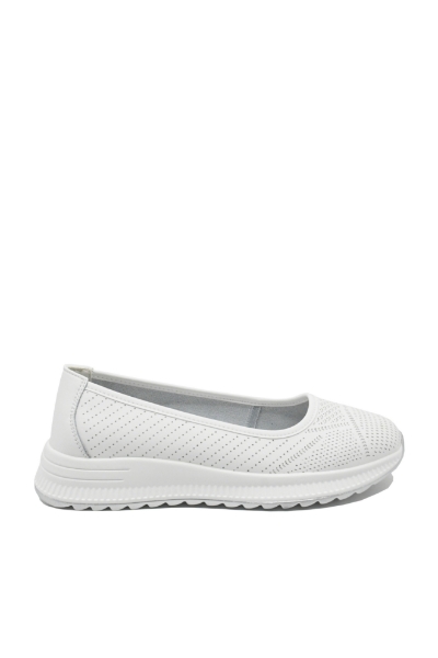 Imagine Pantofi casual damă albi din piele naturală cu model FNX98821