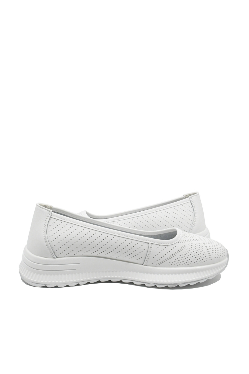 Imagine Pantofi casual damă albi din piele naturală cu model FNX98821