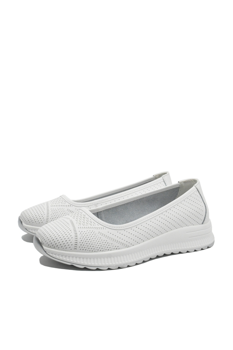 Imagine Pantofi casual damă albi din piele naturală cu model FNX98821