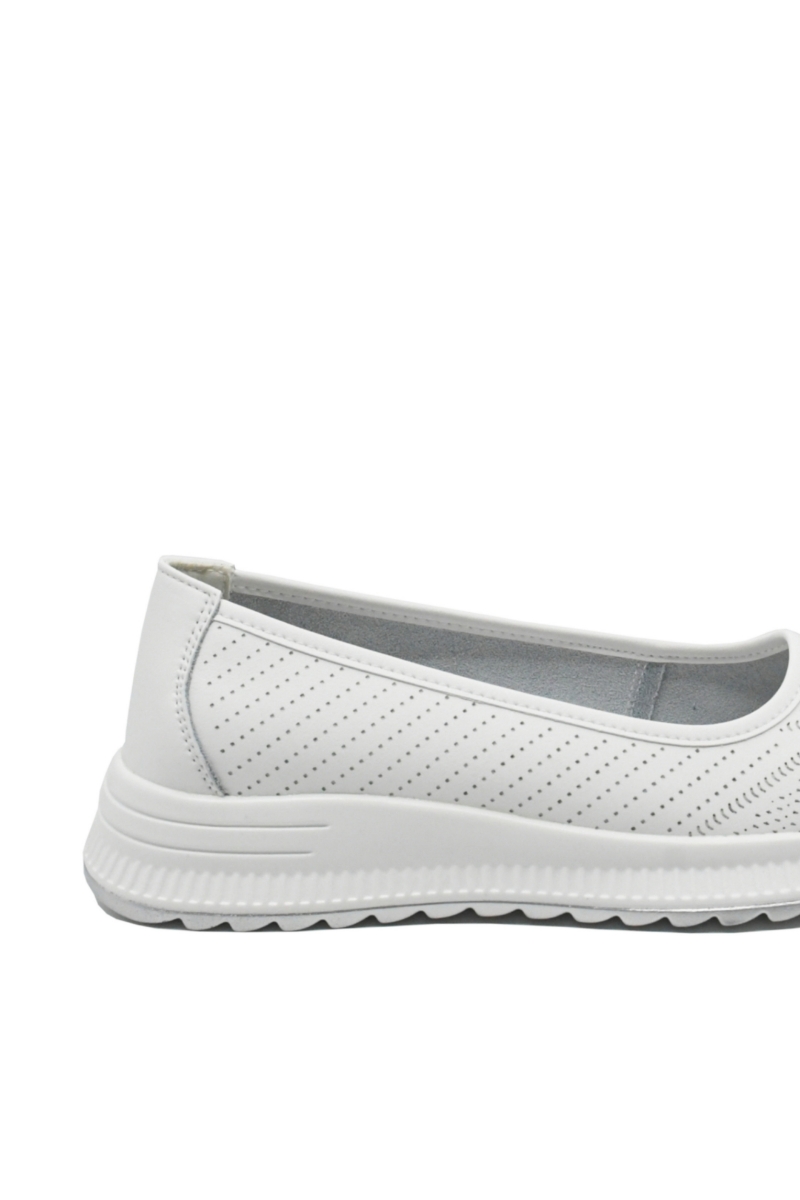 Imagine Pantofi casual damă albi din piele naturală cu model FNX98821