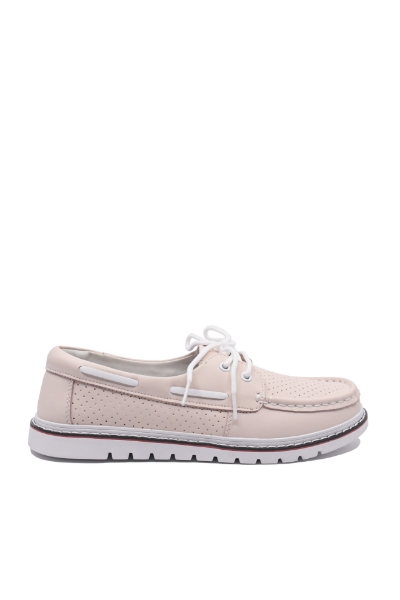 Imagine Mocasini damă roz deschis din piele naturală cu perforații FNX98104