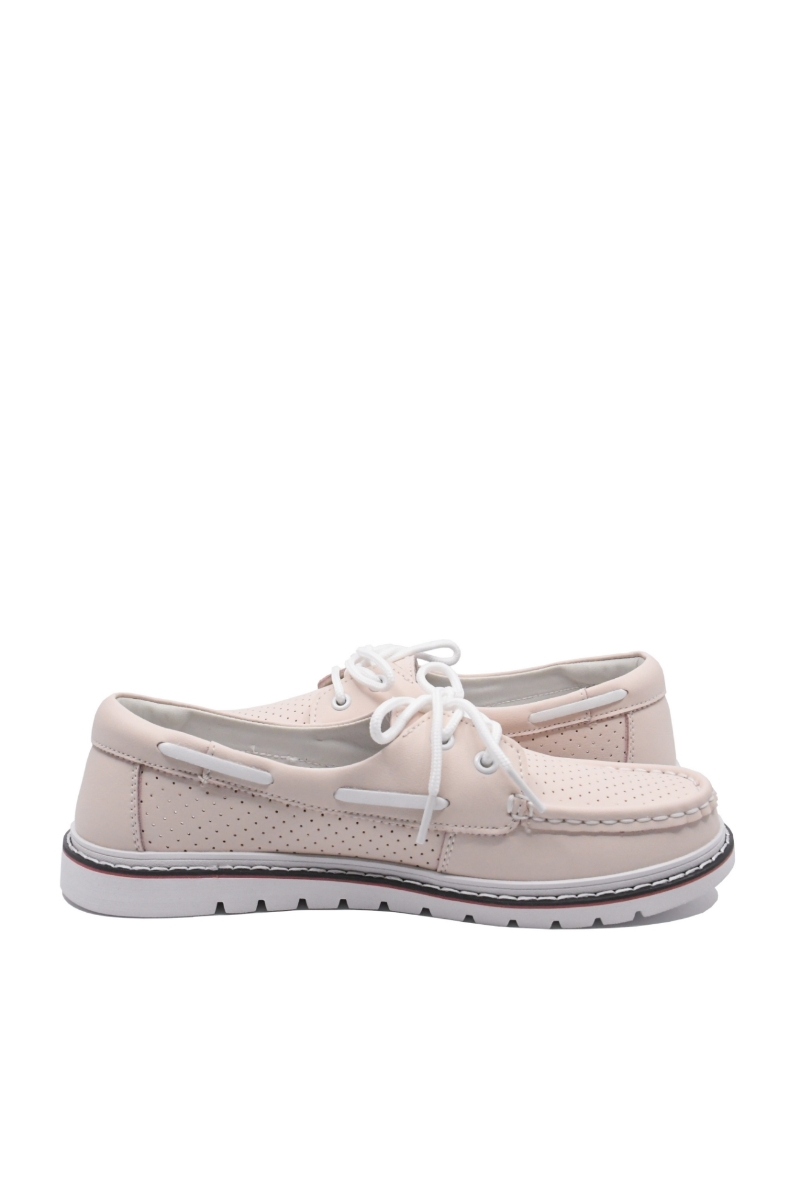 Imagine Mocasini damă roz deschis din piele naturală cu perforații FNX98104