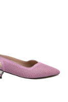 Imagine Pantofi decupați cu toc jos, roz pudră, din piele naturală cu model perforat MIR952