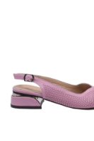 Imagine Pantofi decupați cu toc jos, roz pudră, din piele naturală cu model perforat MIR952