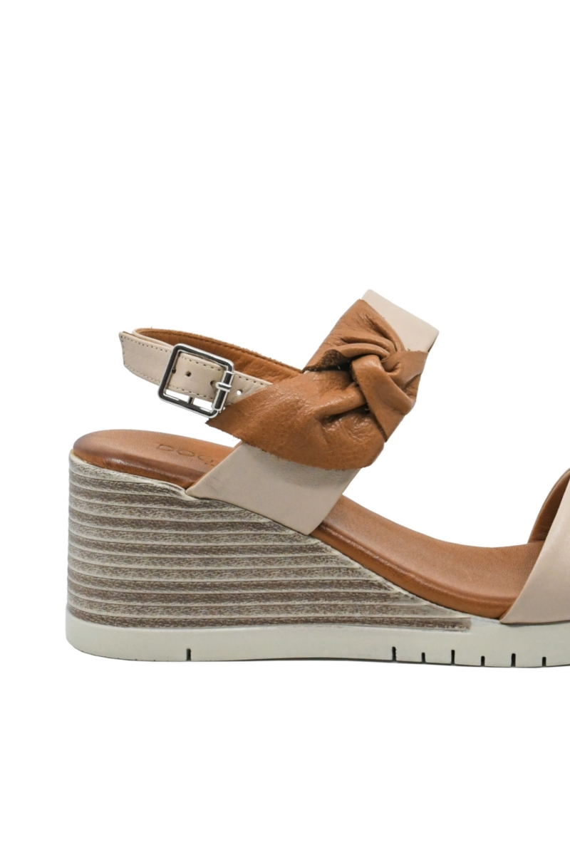 Imagine Sandale wedge bej cocos din piele naturală MIR979
