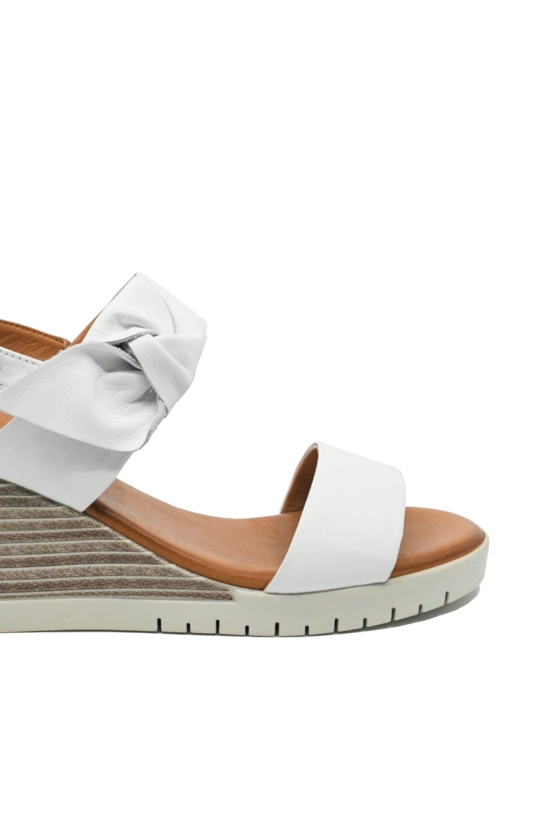 Imagine Sandale wedge alb cocos din piele naturală MIR979
