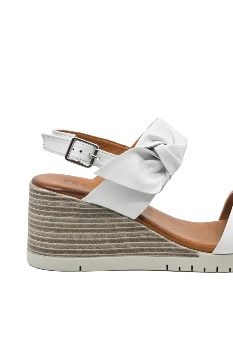Imagine Sandale wedge alb cocos din piele naturală MIR979