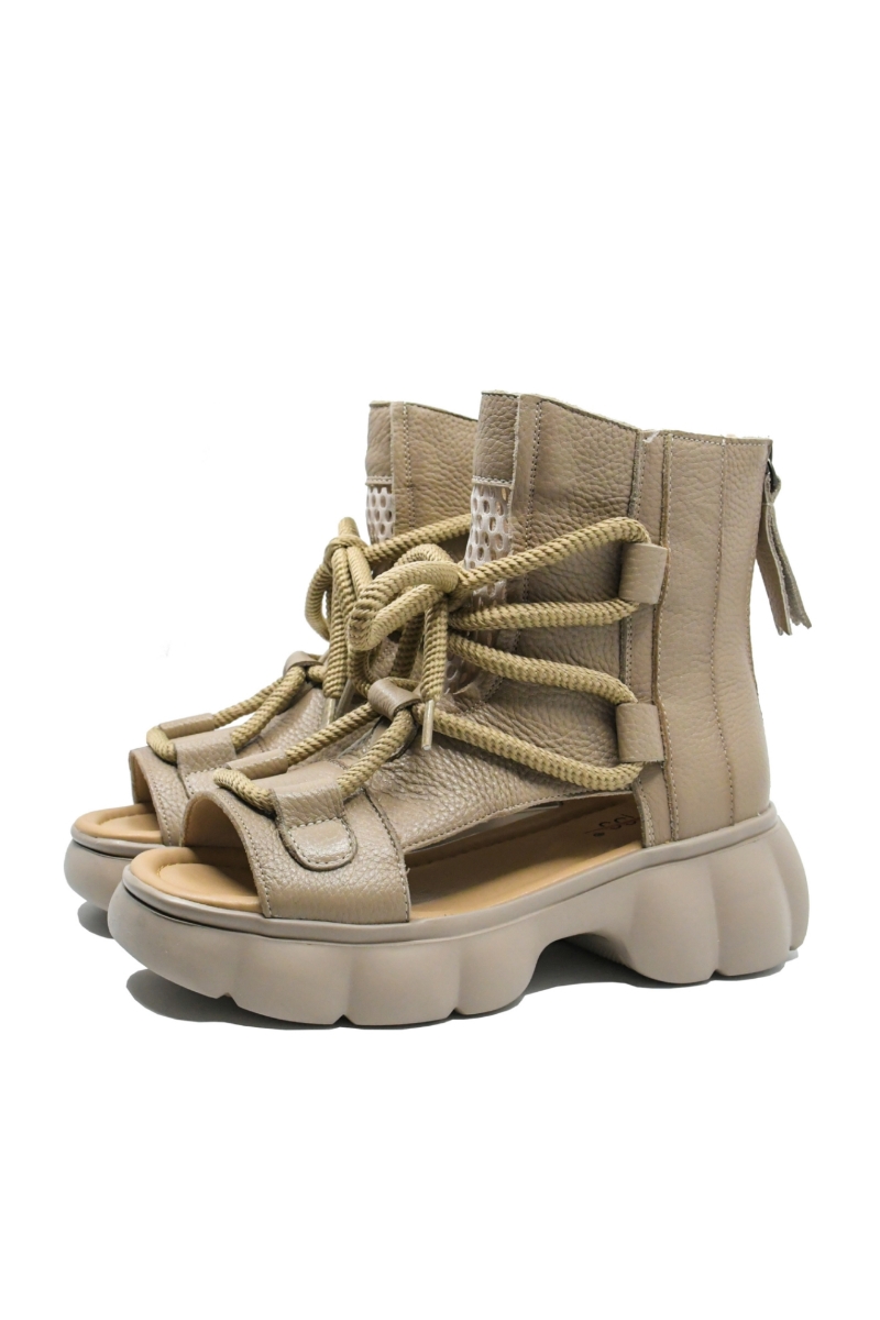 Imagine Ghete de vară cu decupaje, nude, din piele naturală OTR60005