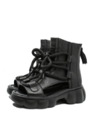 Imagine Ghete de vară cu decupaje, negre, din piele naturală OTR60005