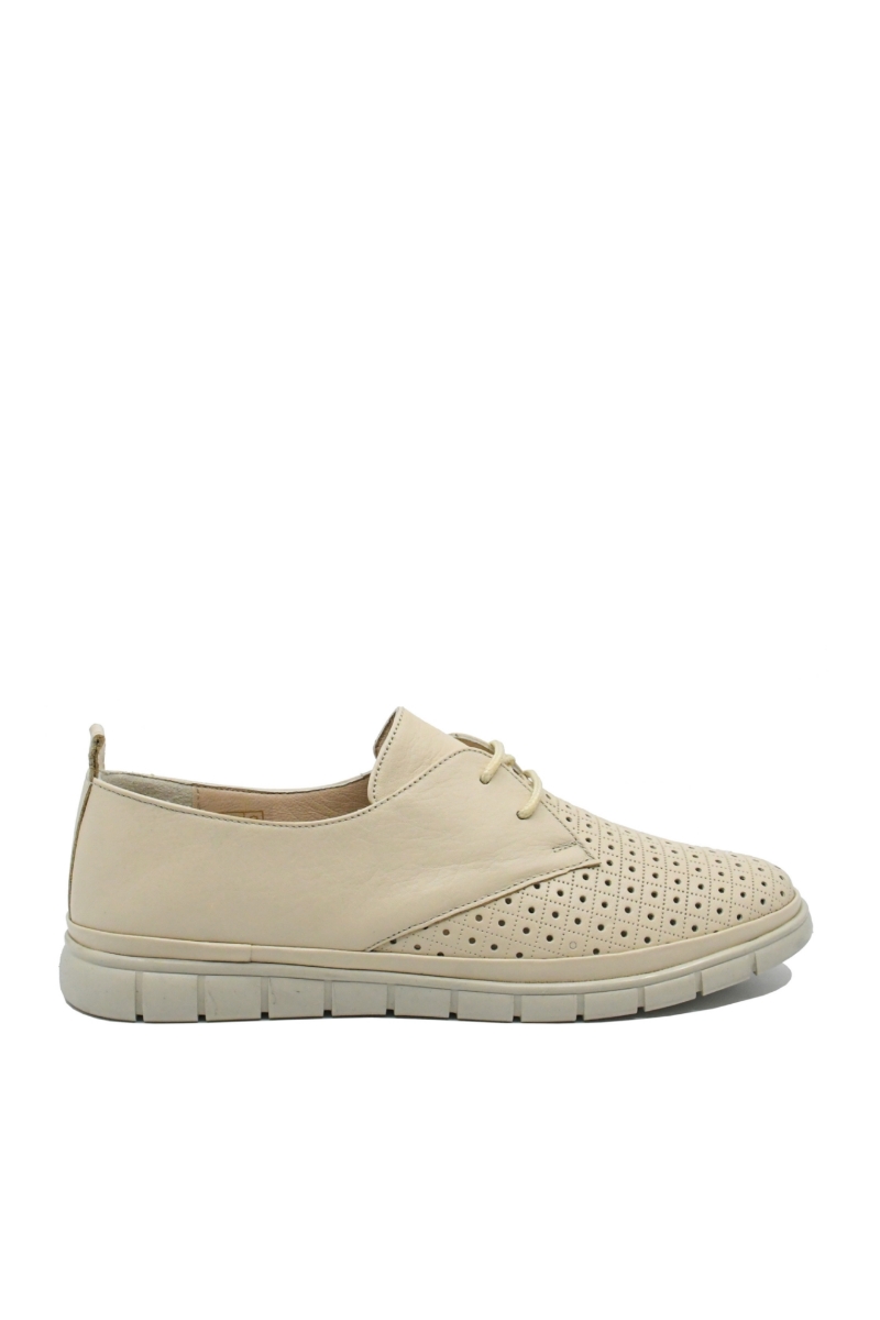 Imagine Pantofi casual bej, din piele naturală cu model perforat GOR1410