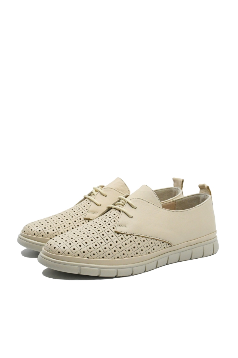 Imagine Pantofi casual bej, din piele naturală cu model perforat GOR1410