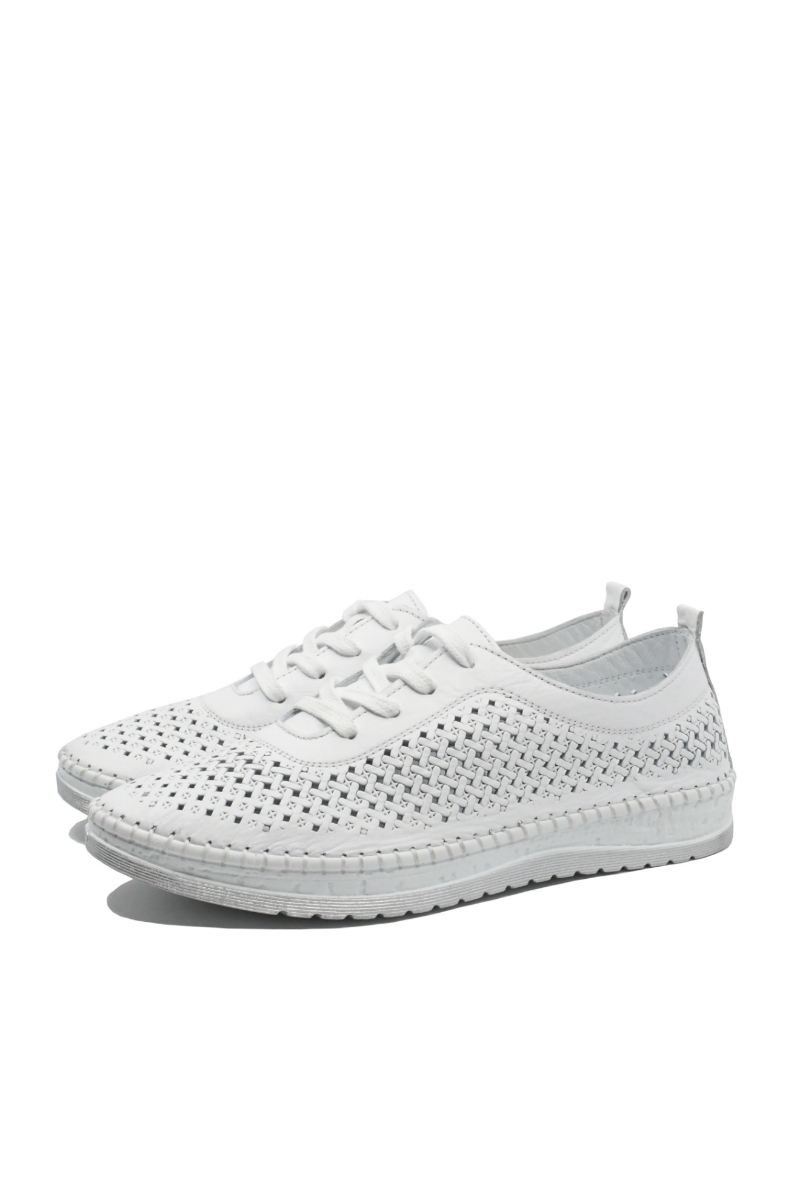Imagine Pantofi casual damă albi din piele naturală cu perforații GORD74-405