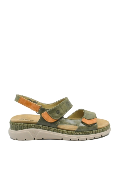 Imagine Sandale damă reglabile kaki, din piele naturală OTR12501