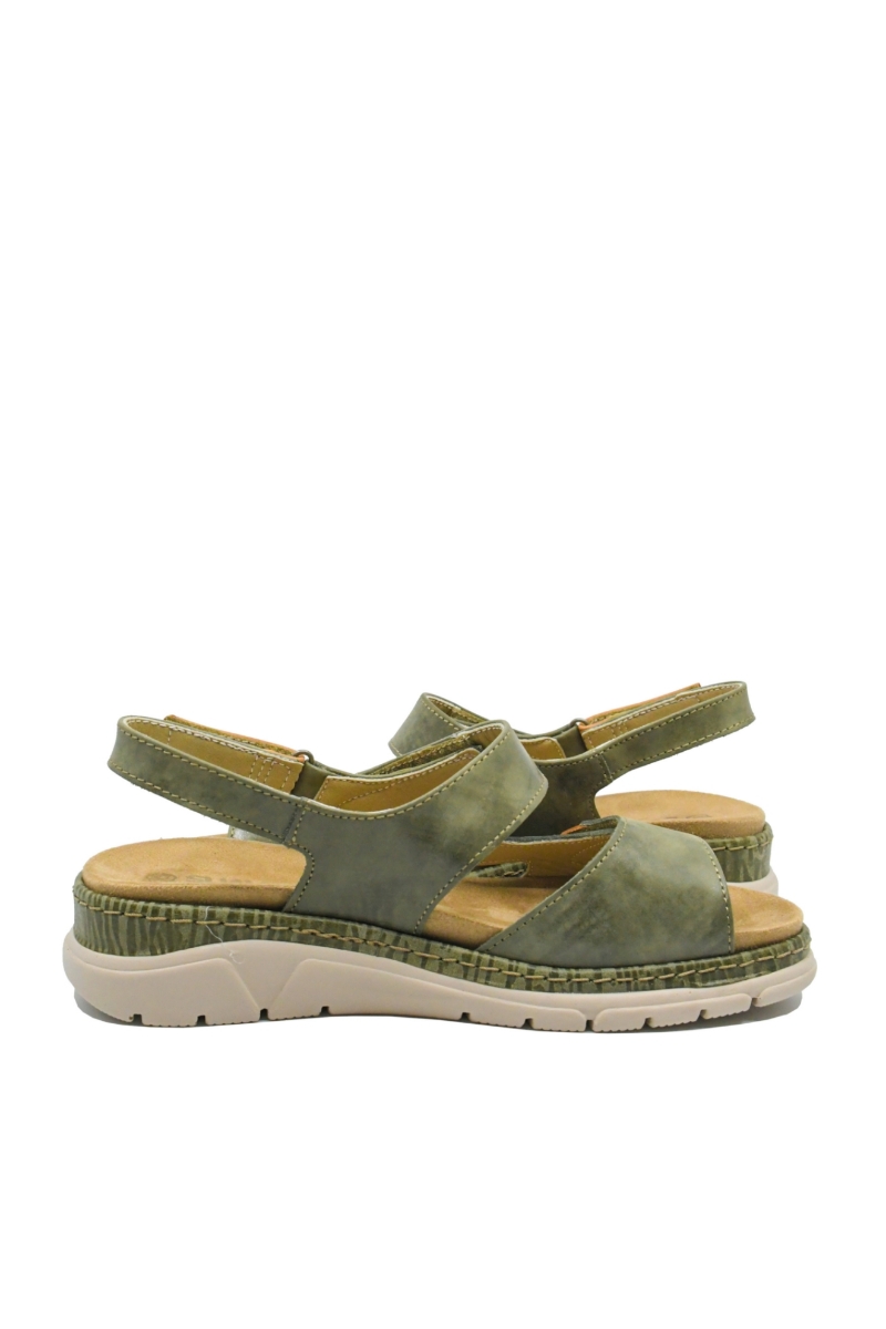 Imagine Sandale damă reglabile kaki, din piele naturală OTR12501