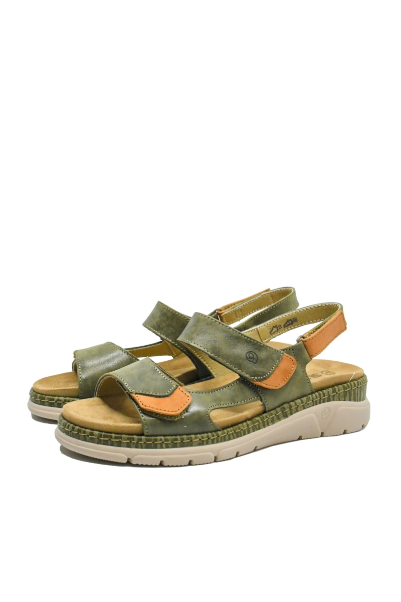 Imagine Sandale damă reglabile kaki, din piele naturală OTR12501