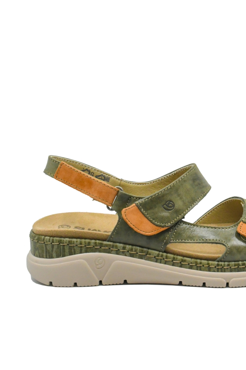 Imagine Sandale damă reglabile kaki, din piele naturală OTR12501