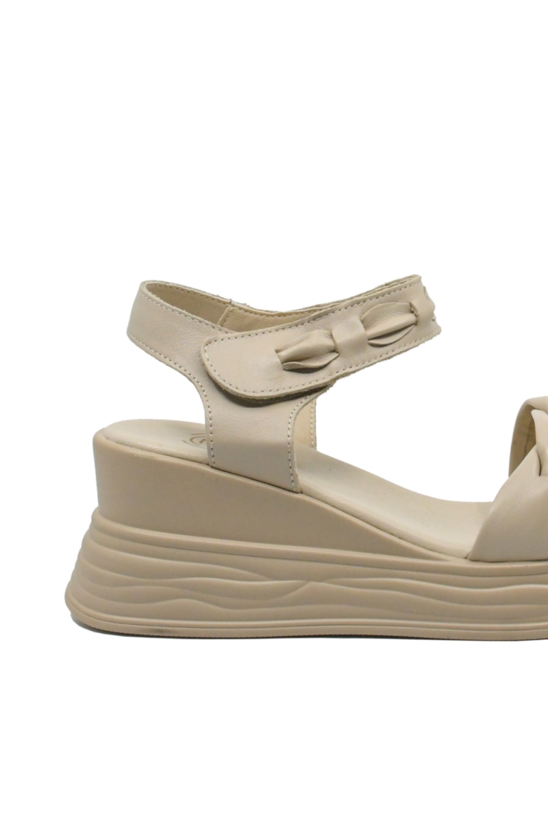 Imagine Sandale comode cream din piele naturală cu împletituri FNX8702-1