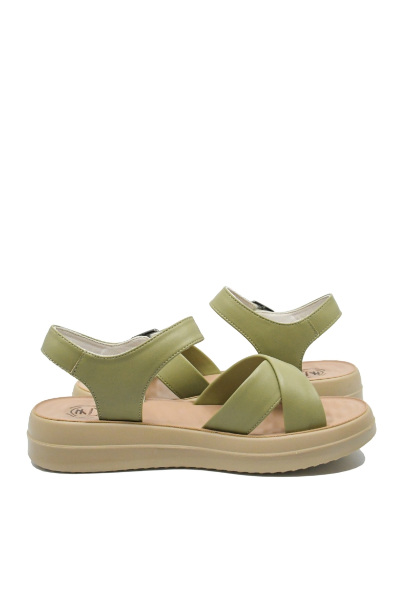 Imagine Sandale damă verde deschis din piele naturală FNX246610