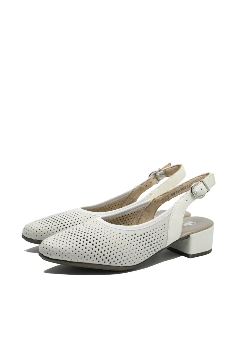 Imagine Pantofi decupați din piele naturală albi cu buline perforate RIK47066-80
