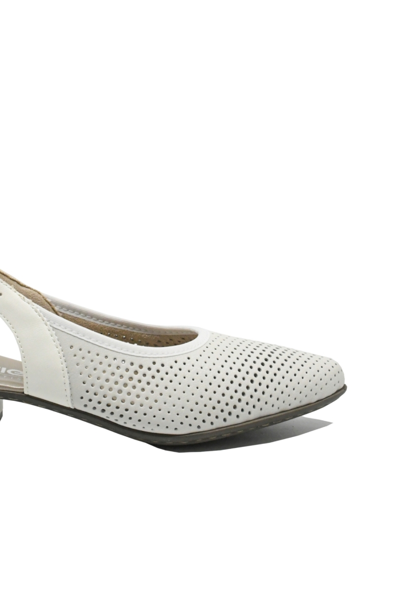 Imagine Pantofi decupați din piele naturală albi cu buline perforate RIK47066-80
