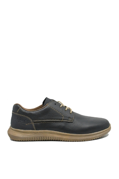 Imagine Pantofi casual bleumarin din piele naturală cu calapod lat RIK10402-14