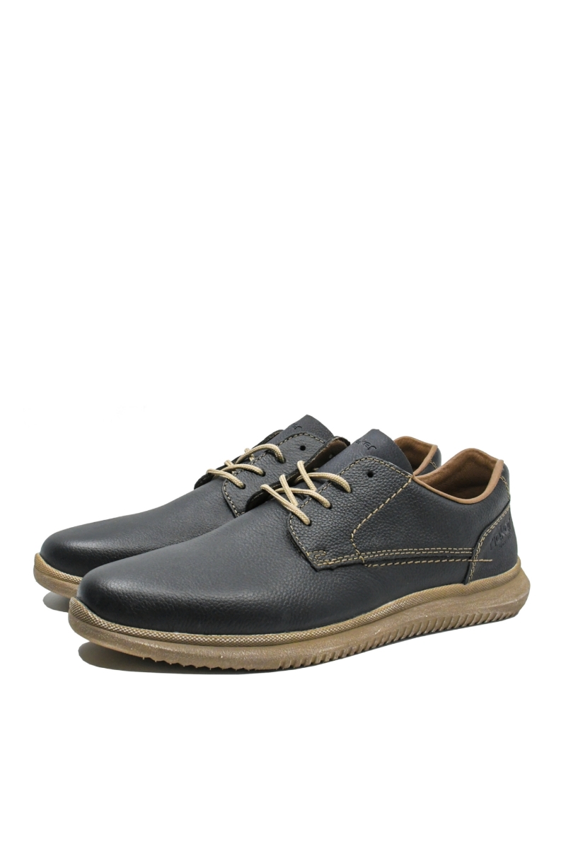 Imagine Pantofi casual bleumarin din piele naturală cu calapod lat RIK10402-14
