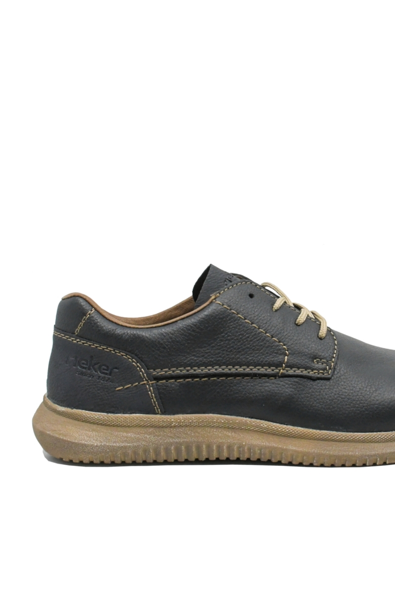 Imagine Pantofi casual bleumarin din piele naturală cu calapod lat RIK10402-14