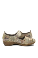 Imagine Pantofi perforați cu baretă multicolori din piele naturală RIK41399-92