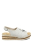 Imagine Sandale damă wedge, albe, cu logo medalion decorativ RIK62902-80