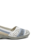 Imagine Mocasini damă din piele naturală albi, cu detalii bleu RIK41358-80