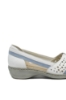 Imagine Mocasini damă din piele naturală albi, cu detalii bleu RIK41358-80