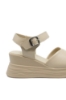 Imagine Sandale comode wedge cream din piele naturală FNX8701-1