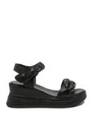 Imagine Sandale comode negre din piele naturală cu împletituri FNX8702-1