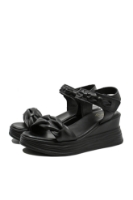 Imagine Sandale comode negre din piele naturală cu împletituri FNX8702-1