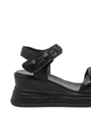 Imagine Sandale comode negre din piele naturală cu împletituri FNX8702-1