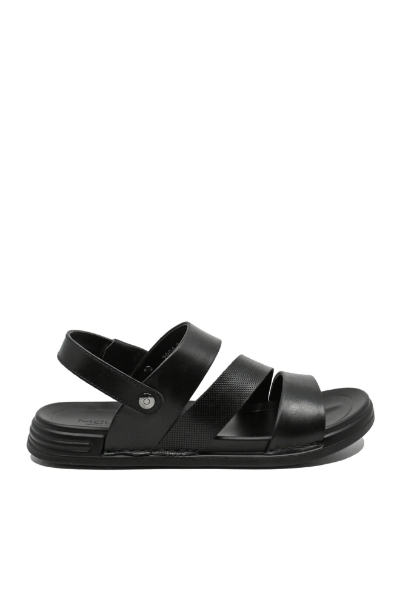 Imagine Sandale bărbați cu capse și barete, negre din piele naturală FNX2904-3